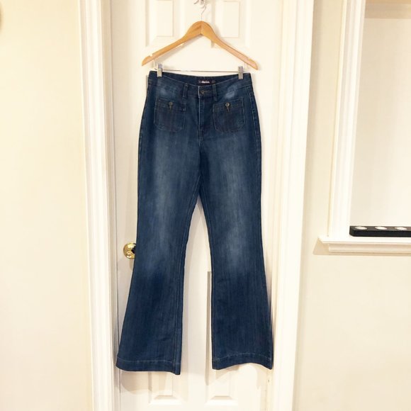 Its Denim Retro Wide Flare Blue Jeans - Size 6 Tall - Picture 2 of 7